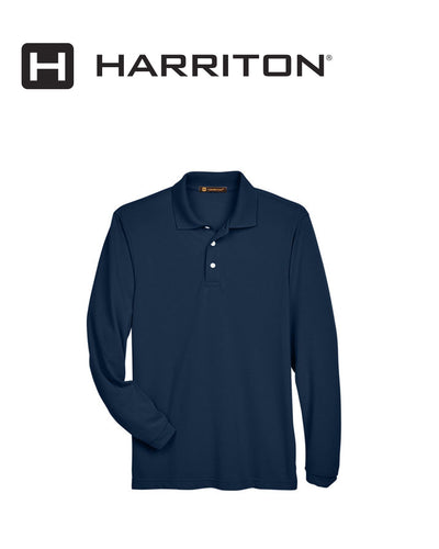 Harriton Pique Blend Long Sleeve Mens Polo Shirt